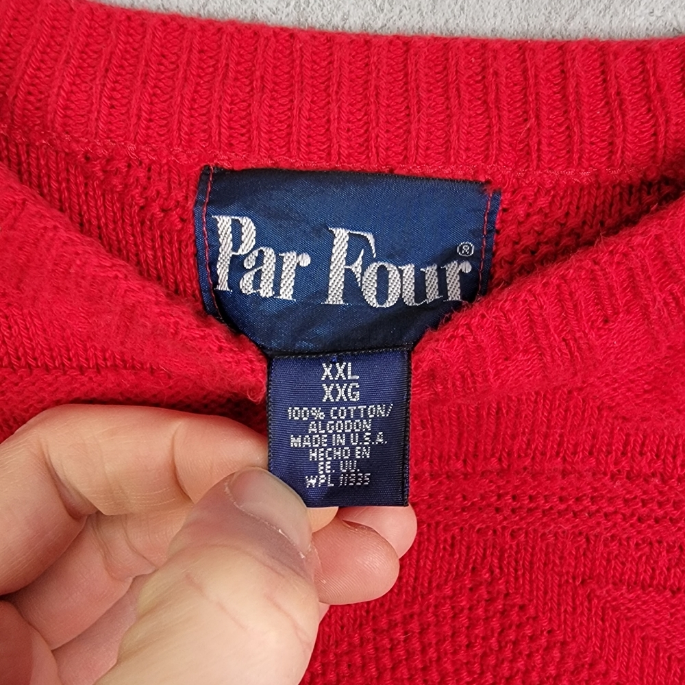 Par Four Cable 3D Knit Red Cold Weather Winter Sweater Men's XXL - Picture 9 of 12